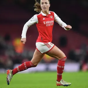 Arsenal FC: Kim Little's Unwavering Focus in the Changing Room Before Arsenal Women vs Olympique Lyonnais - UEFA Women's Champions League (2022-23)