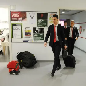 Arsenal FC: Laurent Koscielny's Arrival at Emirates Stadium before Arsenal vs Aston Villa (2015)