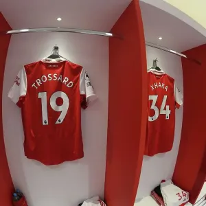 Arsenal FC: Leandro Trossard's Shirt in Emirates Changing Room before Arsenal v Everton (2022-23)