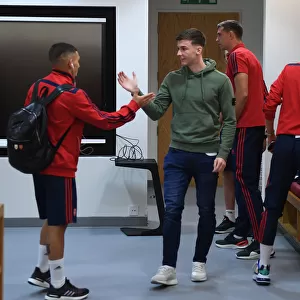 Arsenal FC: Lucas Torreira and Kieran Tierney in the Changing Room before Arsenal vs. Tottenham Hotspur (2019-20)