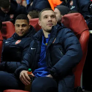 Arsenal FC: Lukas Podolski and Serge Gnabry before the Arsenal v FC Bayern Munchen UEFA Champions League Clash Arsenal FC: Lukas Podolski and Serge Gnabry before the Arsenal v FC Bayern Munchen UEFA Champions League Clash