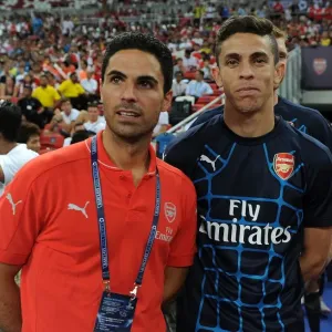 Arsenal FC: Mikel Arteta and Gabriel Ready for Arsenal v Singapore XI at 2015 Barclays Asia Trophy