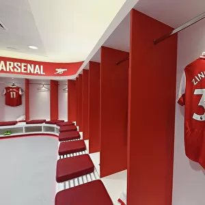 Arsenal FC: Oleksandr Zinchenko's Shirt in the Changing Room before Arsenal v Everton, Premier League 2022-23