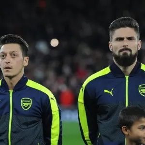 Arsenal FC: Ozil and Giroud Sharing a Pre-Match Moment before Arsenal vs Paris Saint-Germain, 2016-17 UEFA Champions League Arsenal FC: Ozil and Giroud Sharing a Pre-Match Moment before Arsenal vs Paris Saint-Germain, 2016-17 UEFA Champions League