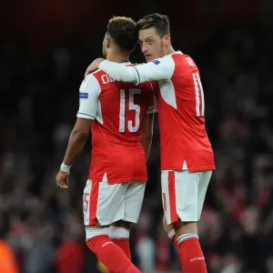 Arsenal FC: Ozil and Oxlade-Chamberlain in Deep Conversation during Arsenal v Ludogorets Razgrad UEFA Champions League Match Arsenal FC: Ozil and Oxlade-Chamberlain in Deep Conversation during Arsenal v Ludogorets Razgrad UEFA Champions League Match