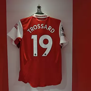 Arsenal FC: Pre-Match Scene - Leandro Trossard's Shirt in Arsenal Dressing Room (2022-23) - Arsenal vs Manchester United