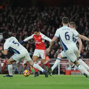 Arsenal FC Print: Alexis Sanchez in Intense Football Battle