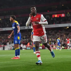 Arsenal FC Print of Eddie Nketiah's Hat-trick Celebration Arsenal FC Print of Eddie Nketiah's Hat-trick Celebration