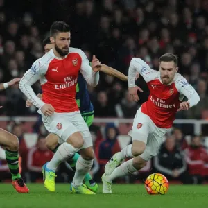 Arsenal FC Print: Olivier Giroud and Aaron Ramsey vs Jordi Amat Arsenal FC Print: Olivier Giroud and Aaron Ramsey vs Jordi Amat