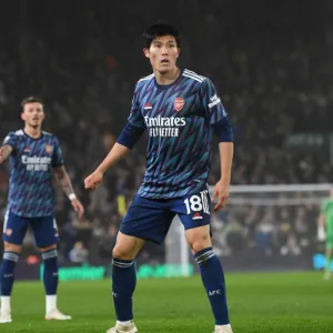 Arsenal FC Print - Tomiyasu in Action at Elland Road