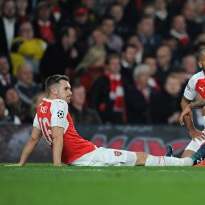 Arsenal FC: Theo Walcott Comforts Injured Aaron Ramsey during the Arsenal vs. FC Bayern Munich UCL Clash (2015/16)