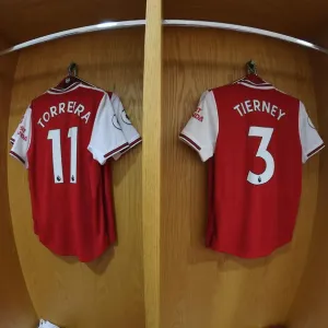 Arsenal FC Print: Torreira and Tierney's Shirts in the Changing Room Arsenal FC Print: Torreira and Tierney's Shirts in the Changing Room