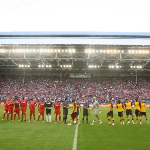 Arsenal and FC Twente line up before the match Arsenal and FC Twente line up before the match