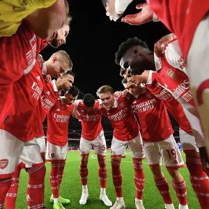 Arsenal FC: United in Pre-Match Huddle vs Everton FC - Premier League 2022-23