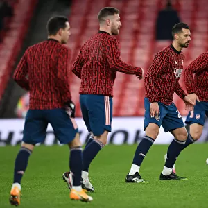 Arsenal FC vs Rapid Wien: Pablo Mari Warms Up at Empty Emirates Stadium - UEFA Europa League, 2020-21