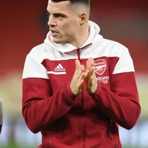 Arsenal FC vs Slavia Praha: Granit Xhaka at Empty Emirates Stadium - UEFA Europa League Quarterfinal (2021)