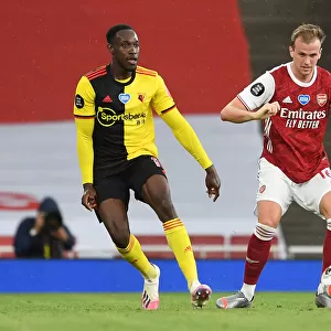 Arsenal FC vs Watford FC: Intense Moment Between Danny Welbeck and Rob Holding at Emirates Stadium