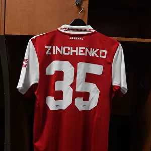 Arsenal FC: Zinchenko's Jersey in Arsenal Changing Room Before Arsenal vs. Chelsea (Florida Cup 2022-23)