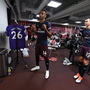 Arsenal First Team: Aubameyang and Lichsteiner at 2018/19 Photo Call