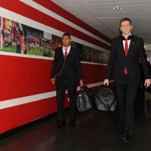 Arsenal Football Club: Serge Gnabry and Wojciech Szczesny Approaching Emirates Stadium for Arsenal v Marseille, UEFA Champions League (2013) Arsenal Football Club: Serge Gnabry and Wojciech Szczesny Approaching Emirates Stadium for Arsenal v Marseille, UEFA Champions League (2013)
