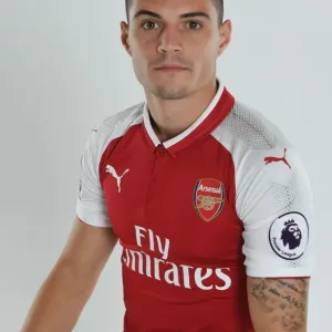 Arsenal Football Club: Granit Xhaka at 2017-18 Team Photocall