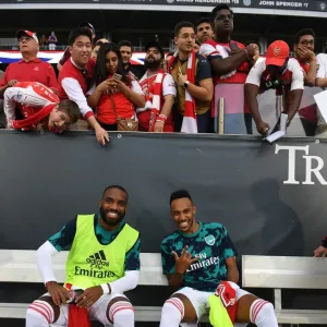 Il fronte di Arsenal, composto da Alexis Lacazette e Pierre-Emerick Aubameyang, svolge allenamento estivo a Colorado Il fronte di Arsenal, composto da Alexis Lacazette e Pierre-Emerick Aubameyang, svolge allenamento estivo a Colorado