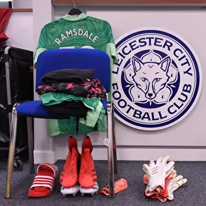 Arsenal Goalkeeper Aaron Ramsdale's Kit in The King Power Stadium Changing Room (Leicester City vs Arsenal, 2021-22)
