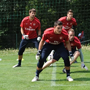 Arsenal goalkeepers Vtio Mannone, Manuel Almunia, Wojciech Szczesny and Lucasz Fabianski