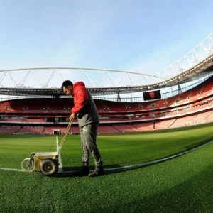 Arsenal Groundsman Prepares Emirates Stadium Pitch Print