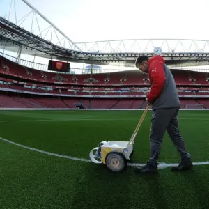 Arsenal Groundsman Prepares Emirates Stadium Pitch Print