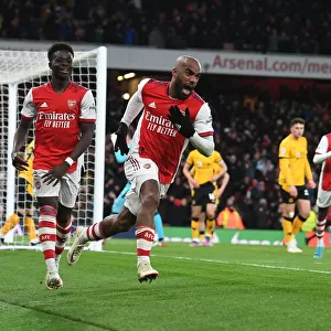 Arsenal: Lacazette and Saka Celebrate Goal Against Wolverhampton Wanderers