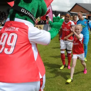 Arsenal Ladies: Alex Scott and the Mascot - Pre-Match Moment at Meadow Park Before 2:0 Victory over Notts County Arsenal Ladies: Alex Scott and the Mascot - Pre-Match Moment at Meadow Park Before 2:0 Victory over Notts County