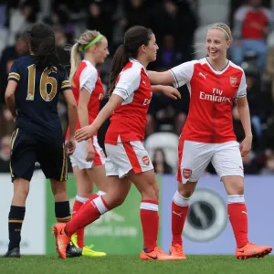 Arsenal Ladies Beth Mead and Danielle van de Donk: Unstoppable Duo's Euphoric Goal Celebration in FA Cup 5th Round