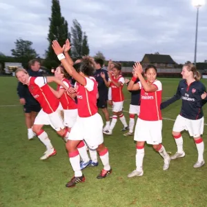 Arsenal Ladies celebrate at the end of the match