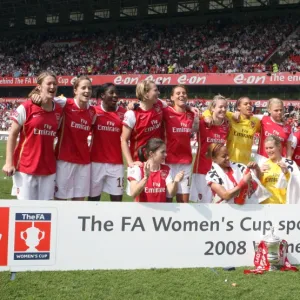 The Arsenal Ladies celebrate winning the FA Cup