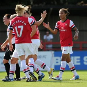 Arsenal Ladies Double Act: Yankey and Chapman Celebrate Goals Against Lincoln Ladies in FA WSL Clash