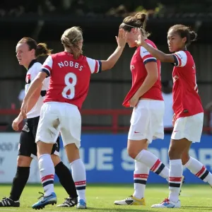 Arsenal Ladies Double Act: Yankey and Nobbs Celebrate Goals Against Lincoln Ladies in FA WSL