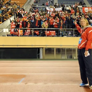 Arsenal Ladies Faye White Amidst Cheering Fans at Nishigaoka Stadium during 1:1 Charity Match vs INAC Kobe Arsenal Ladies Faye White Amidst Cheering Fans at Nishigaoka Stadium during 1:1 Charity Match vs INAC Kobe