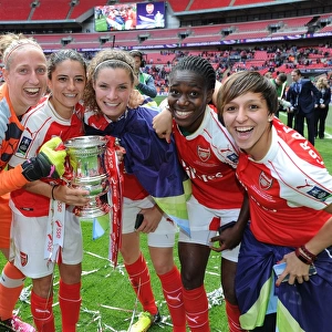 Arsenal Ladies Triumph in FA Cup Final: Van Veenendaal, van de Donk, Janssen, Oshoala, and Corredera Celebrate Victory