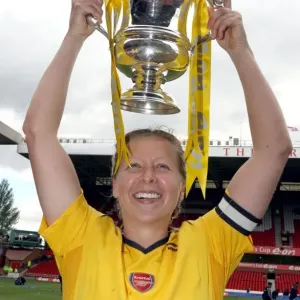 Arsenal Ladies Triumph: Jayne Ludlow's FA Cup Victory with the Trophy (2007)