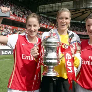 Arsenal Ladies Triumph: Yvonne Tracy, Emma Byrne, and Ciara Grant with the FA Cup