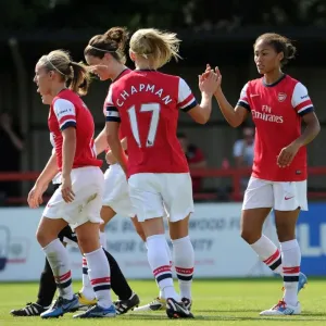 Arsenal Ladies Yankey and Chapman: Celebrating Goals in FA WSL Action Arsenal Ladies Yankey and Chapman: Celebrating Goals in FA WSL Action