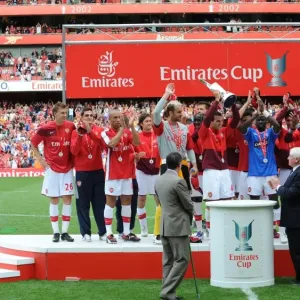 Arsenal lift the Emirates Cup Trophy