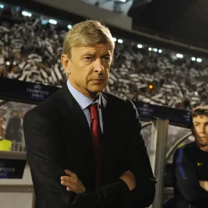 Arsenal manager Arsene Wenger. Partizan Belgrade 1: 3 Arsenal. UEFA Champions League