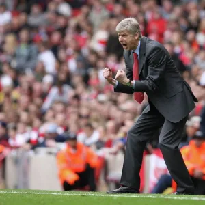 Arsenal manager Arsene Wenger shows his frustration during the match