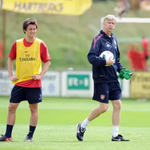 Arsenal manager Arsene Wenger with Tomas Rosicky. Arsenal Training Camp
