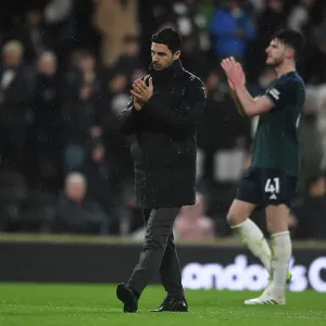 Arsenal Manager Mikel Arteta Celebrates with Fans after Arsenal's Victory over Fulham (December 2023) Arsenal Manager Mikel Arteta Celebrates with Fans after Arsenal's Victory over Fulham (December 2023)