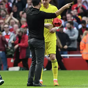 Arsenal Manager Mikel Arteta Consoles Aaron Ramsdale After Arsenal vs. Tottenham Match, 2022-23 Premier League