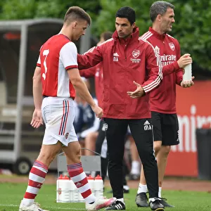 Arsenal Manager Mikel Arteta Speaks with Kieran Tierney after Substitution during Arsenal vs Millwall Pre-Season Friendly