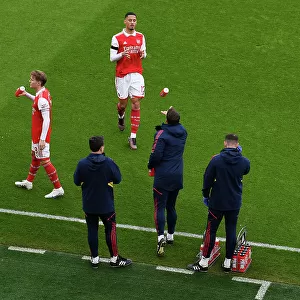 Arsenal: Martin Odegaard and William Saliba Share a Moment Before Arsenal v Brentford (2022-23)